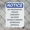 Signmission No Trespassing Private Property OSHA Notice Sign, Aluminum, 7in W x 10in L, 2PK OS-2PACK-NS-A-710-V-14979 - alternate 4